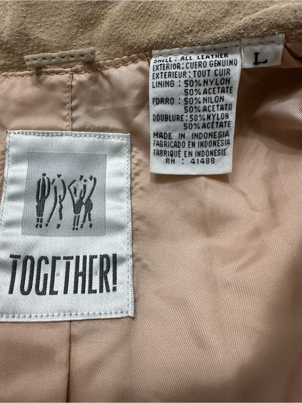 Vtg Together Suede Fringe Leather Jacket SZ Large Pockets Boho Western EUC